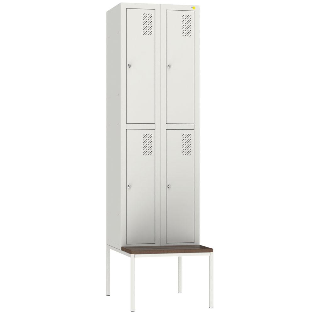 Metal clothes cabinet with bench SHOM-300/2/4