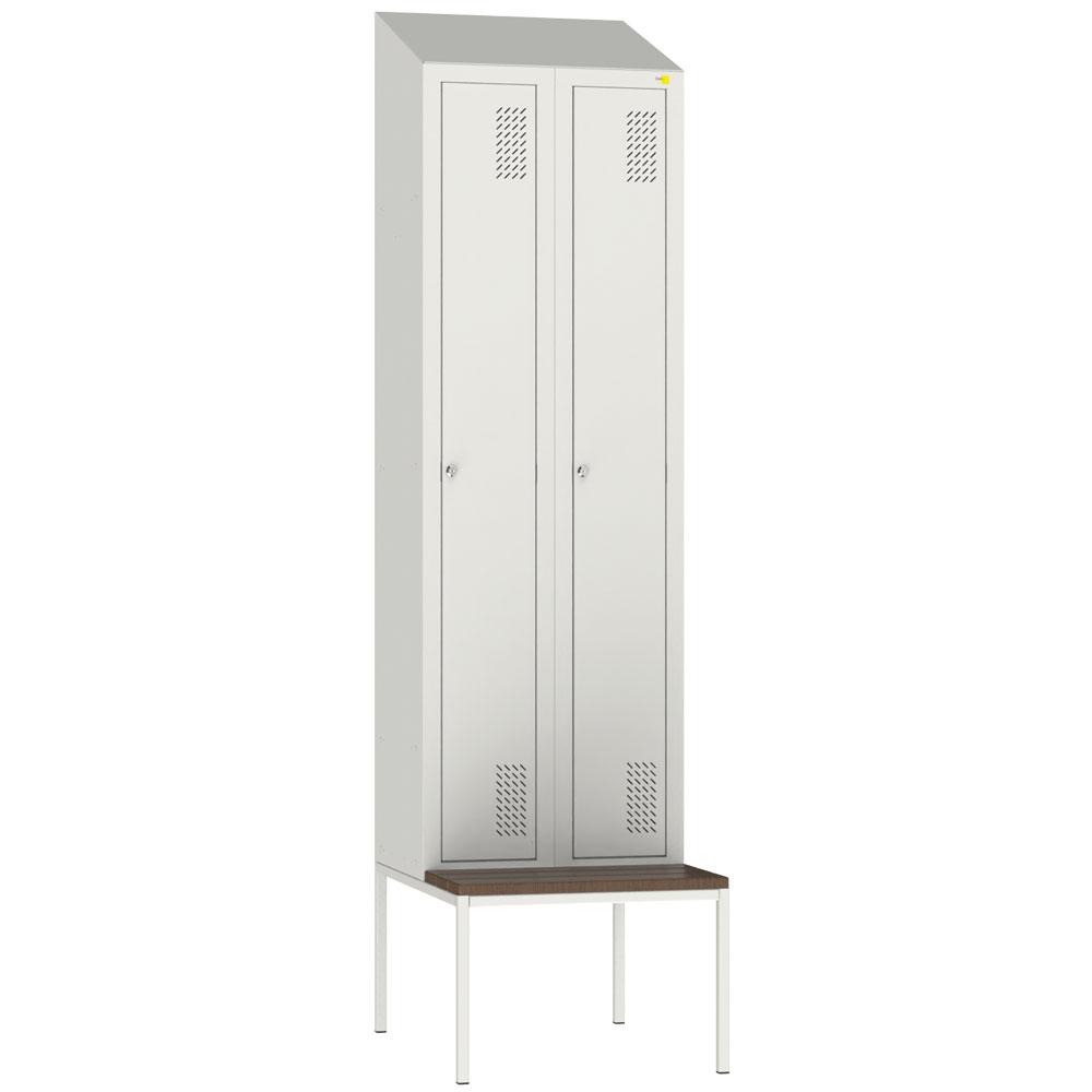 Metal clothes cabinet with bench SHOM-300/2 with roof