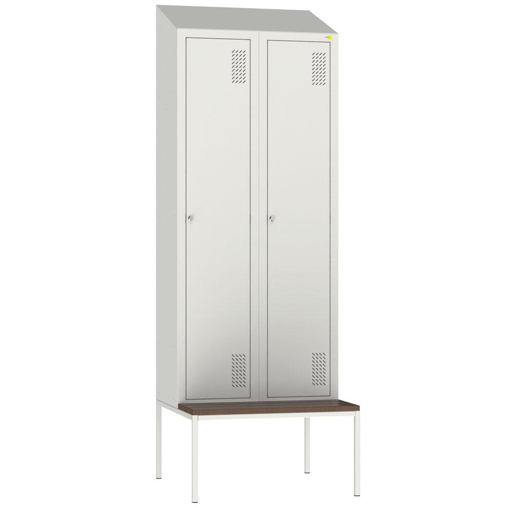 Metal clothes cabinet with bench SHOM-400/2 with roof