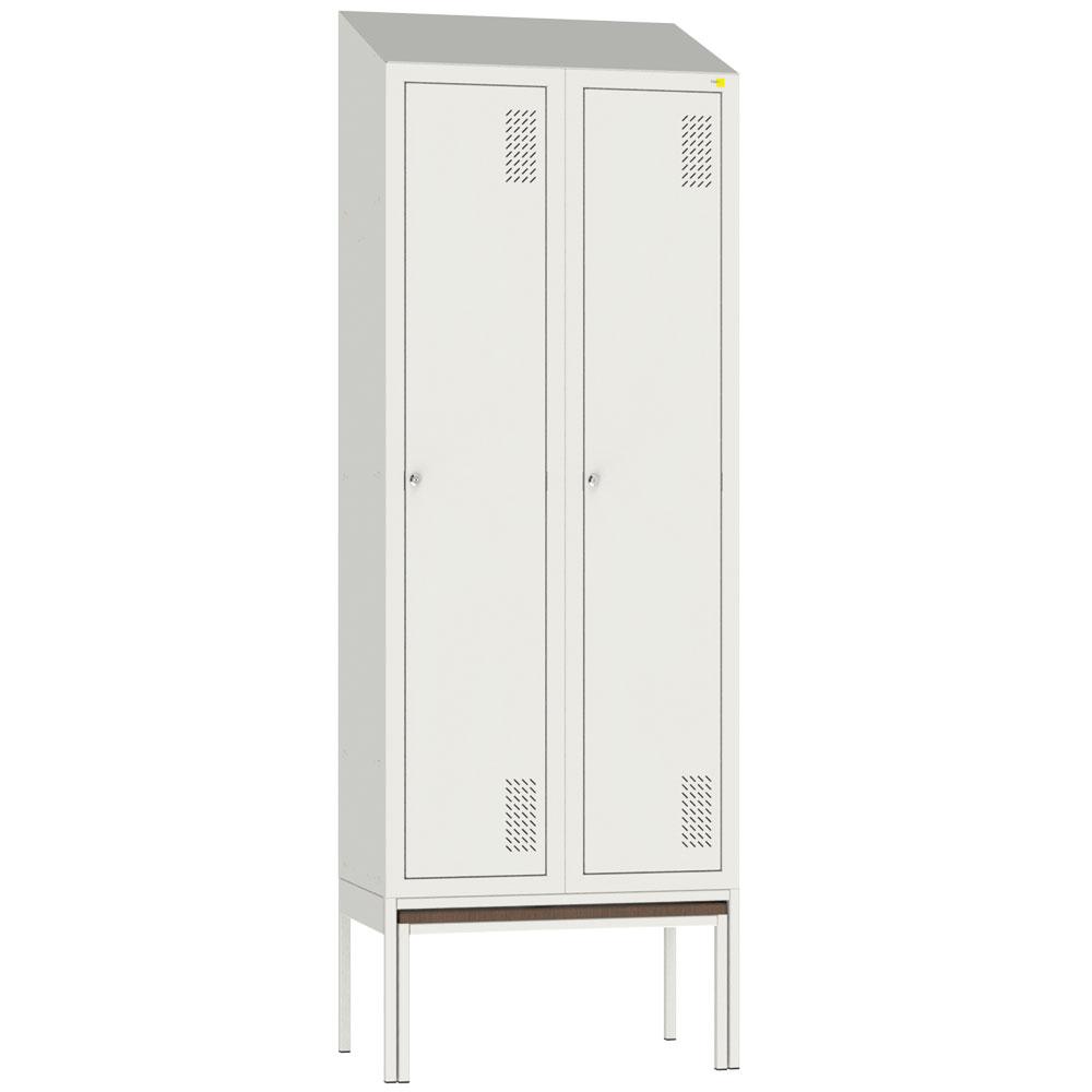 Metal clothes cabinet with pull-out bench SHOM-400/2 and roof