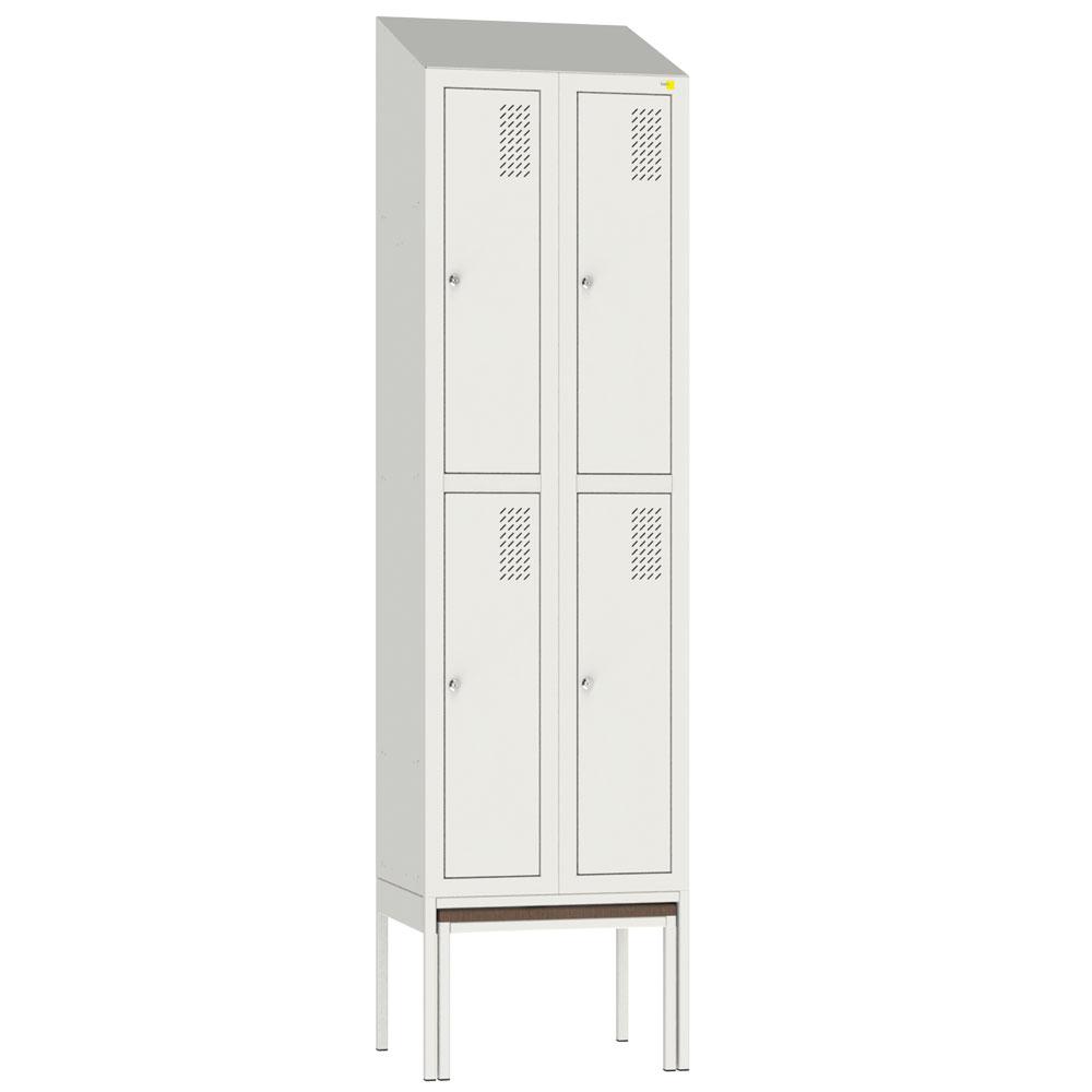 Metal clothes cabinet with pull-out bench SHOM-300/2/4 and roof