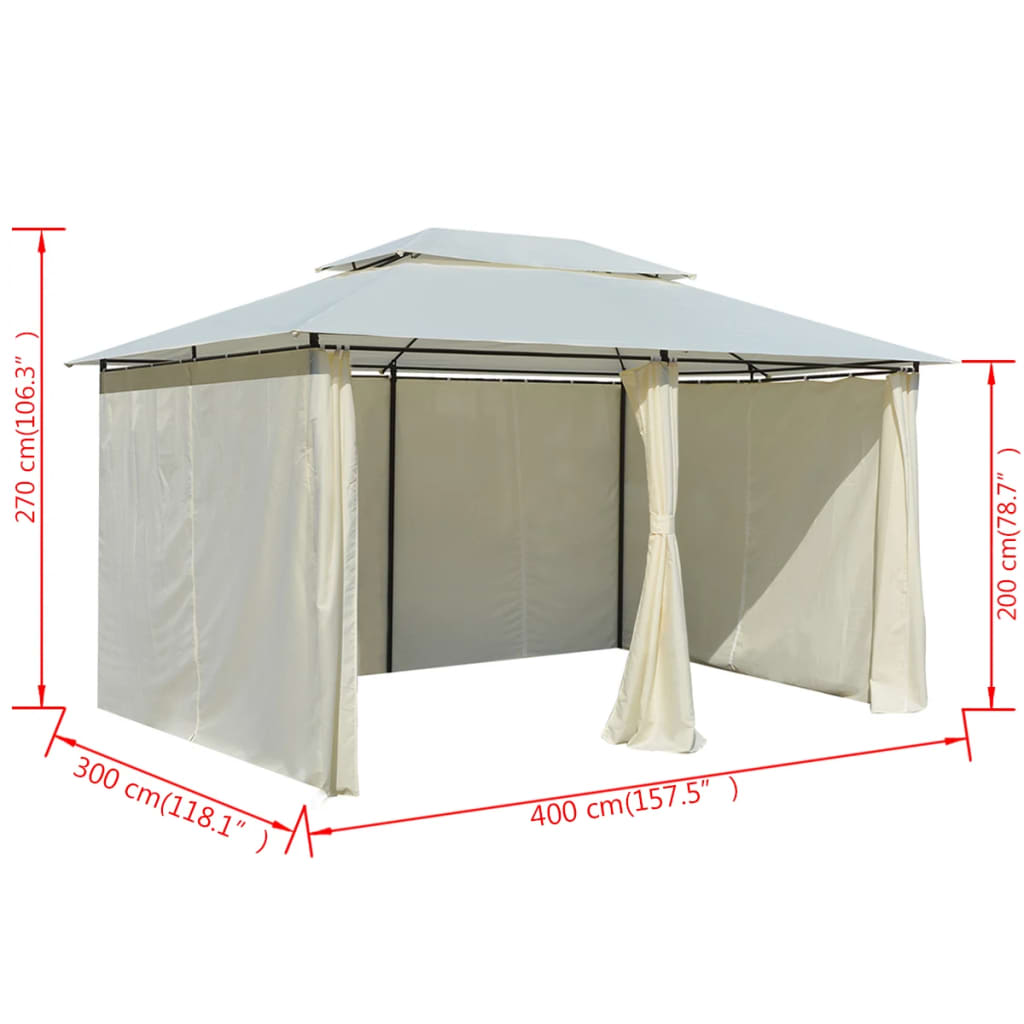 Dārza Nojume Ar Aizkariem, 4X3 M, Balta