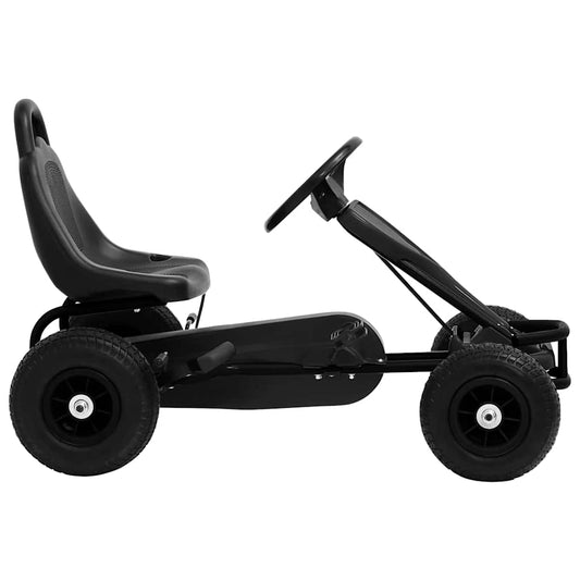 Gokarts Ar Pedāļiem Un Pneimatiskajām Riepām, Melns