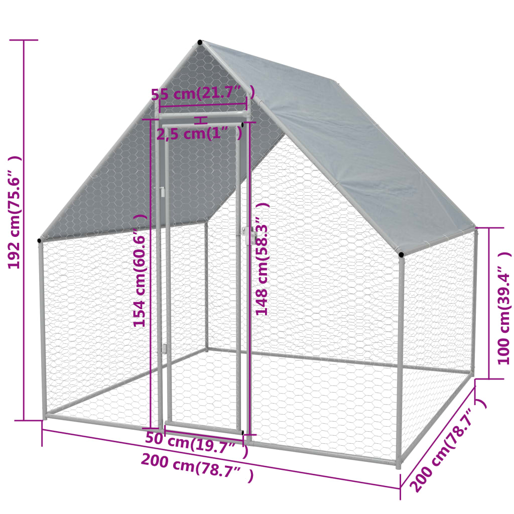 Vistu Būris, 2X2X1,92 M, Cinkots Tērauds