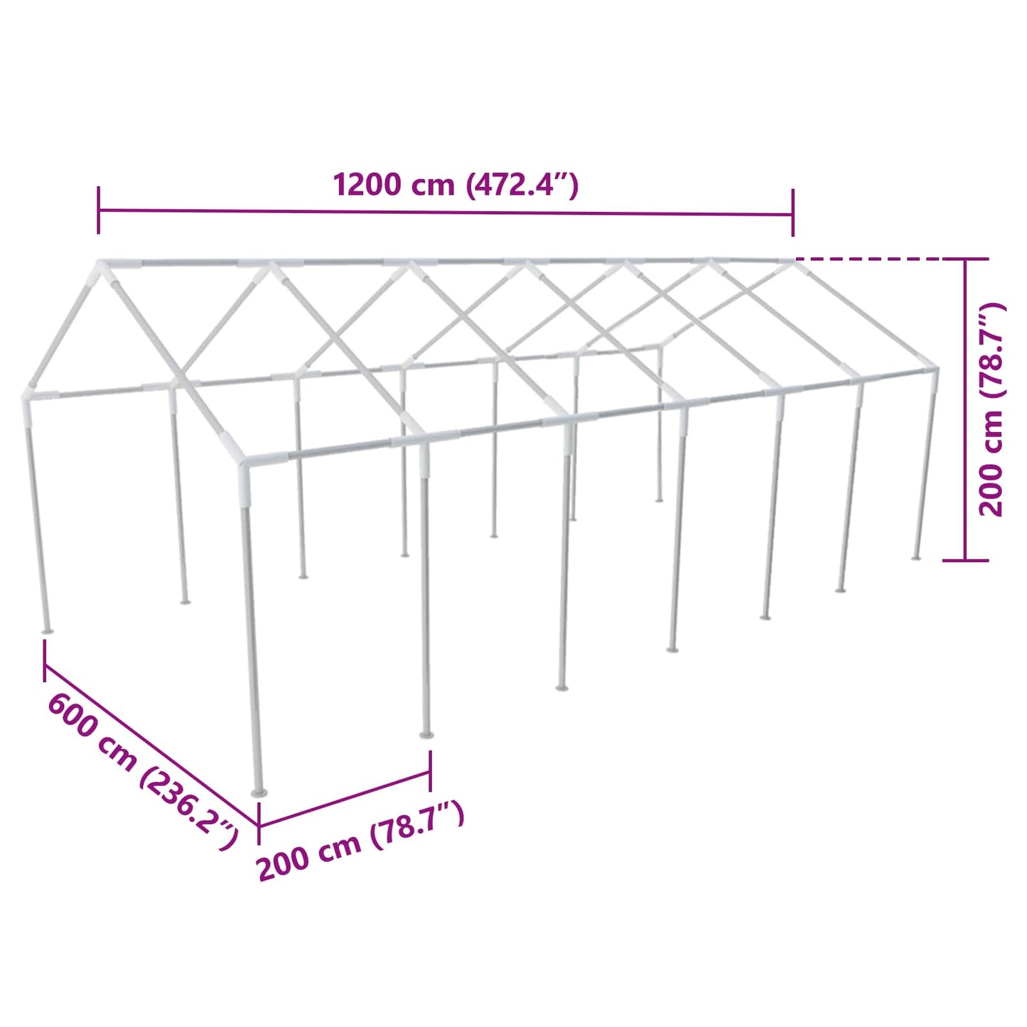 Telts Audums Bez Rāmja Balts 12 X 6 M Pe