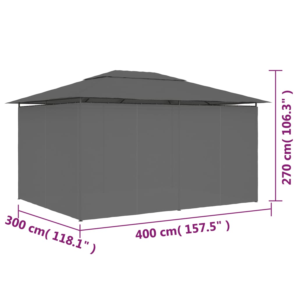 Dārza Nojume Ar Aizkariem, 4X3 M, Antracītpelēka
