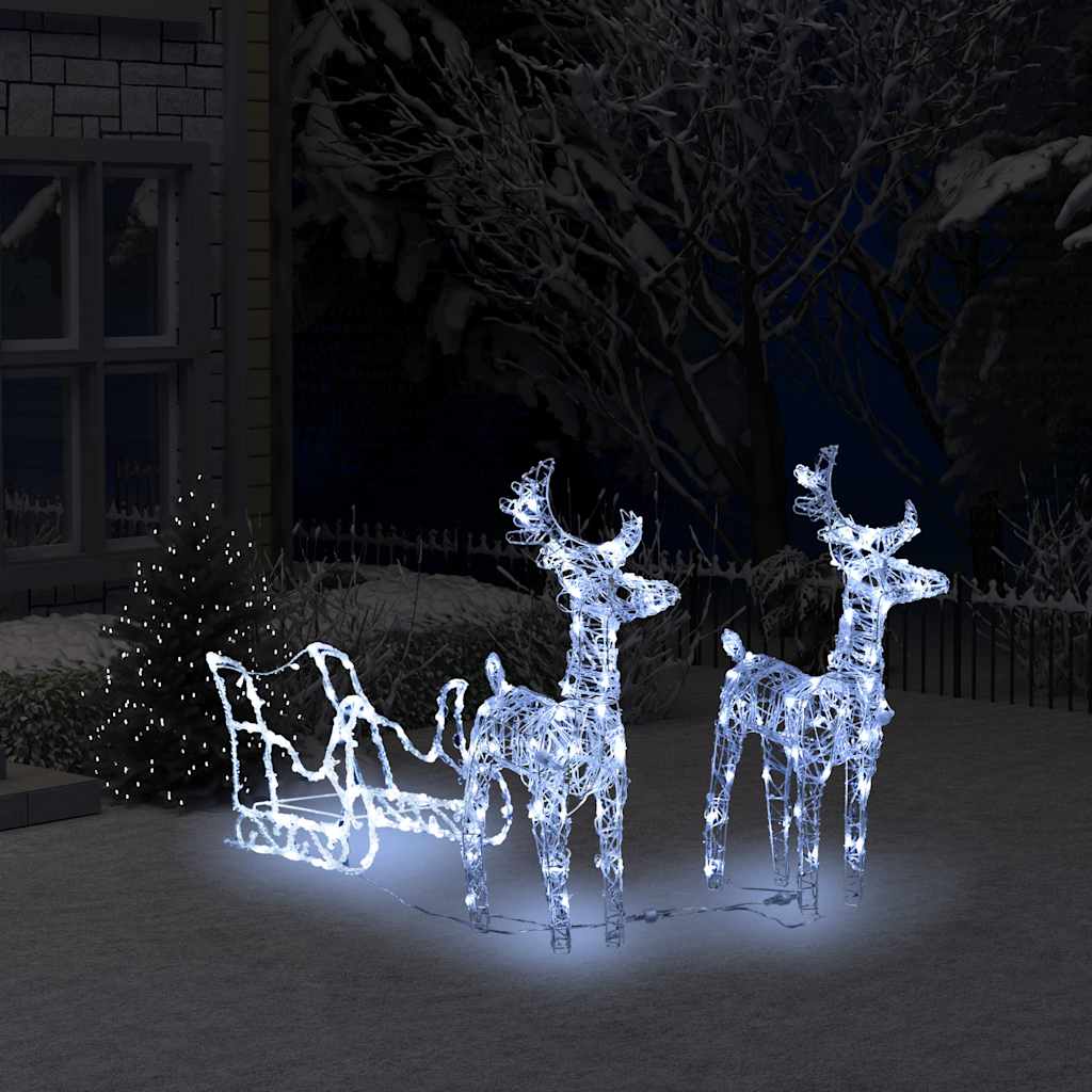 Ziemassvētku Dekorācija, Ziemeļbrieži, Kamanas, 160 Led, 130 Cm