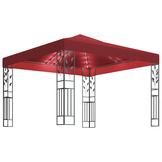 Dārza Nojume Ar Led Lampiņu Virtenēm, 3X3 M, Vīnsarkana