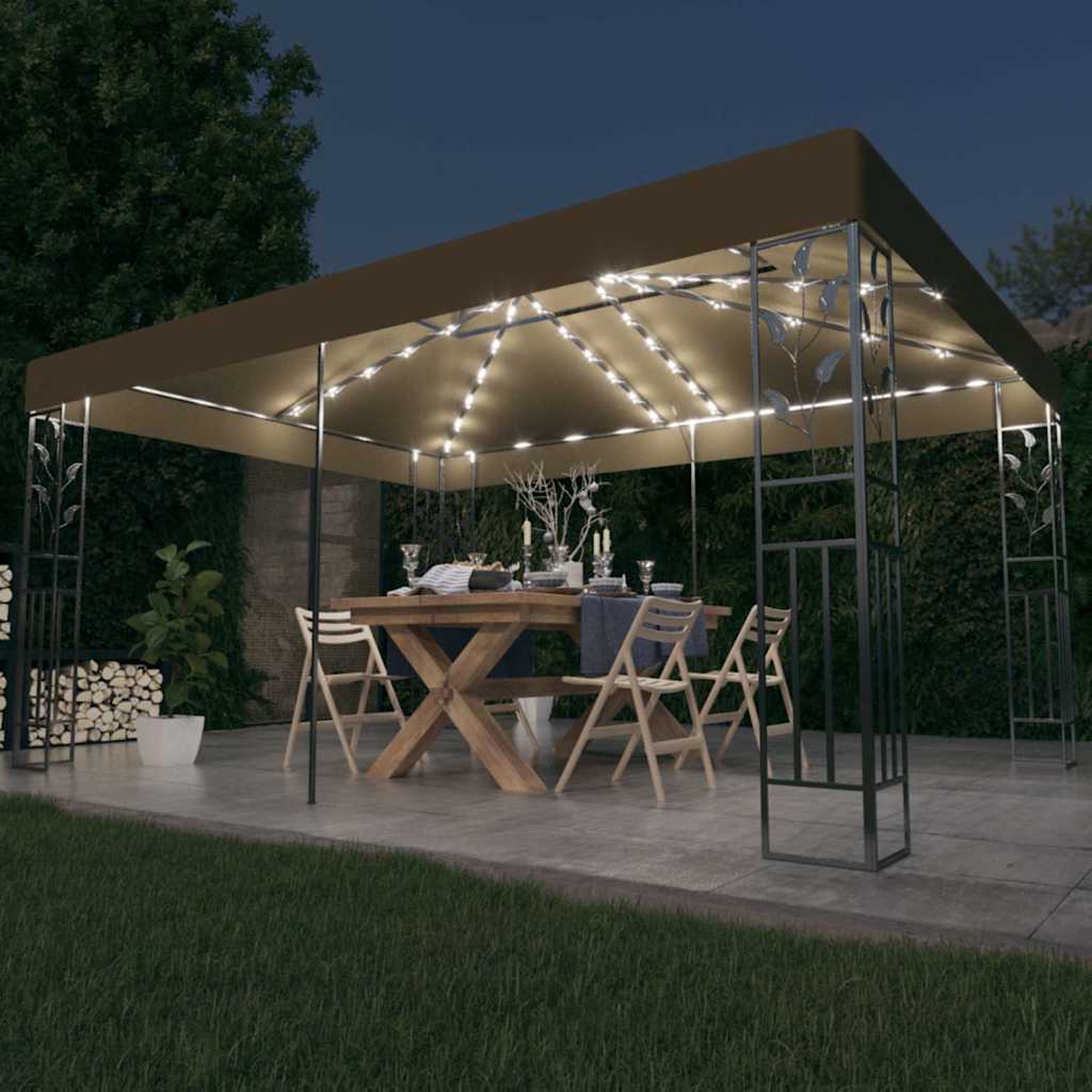 Dārza Nojume Ar Dubulto Jumtu Un Led Lampiņām, 3X4 M,