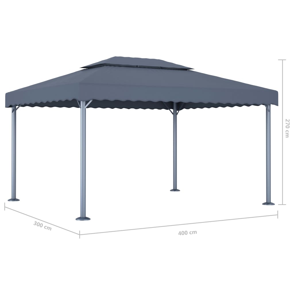 Dārza Nojume Ar Led Lampiņām, 400X300 Cm, Pelēka, Alumīnijs