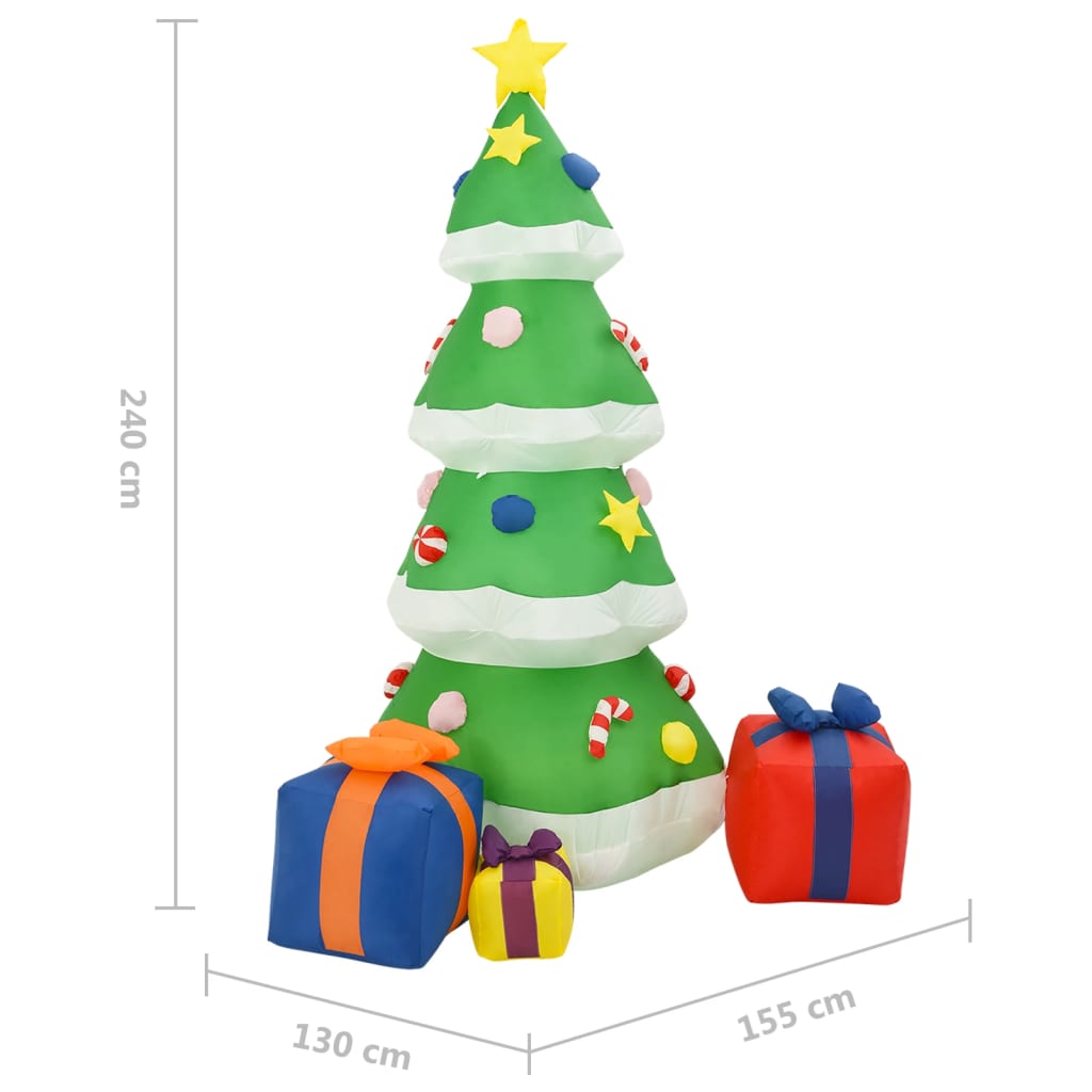 Piepūšama Ziemassvētku Egle Ar Dekorācijām, Led, 240 Cm