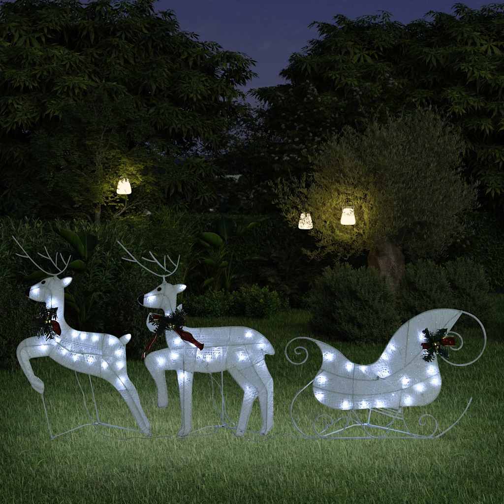 Ziemassvētku Dekorācija, Ziemeļbrieži Un Kamanas, 100 Led