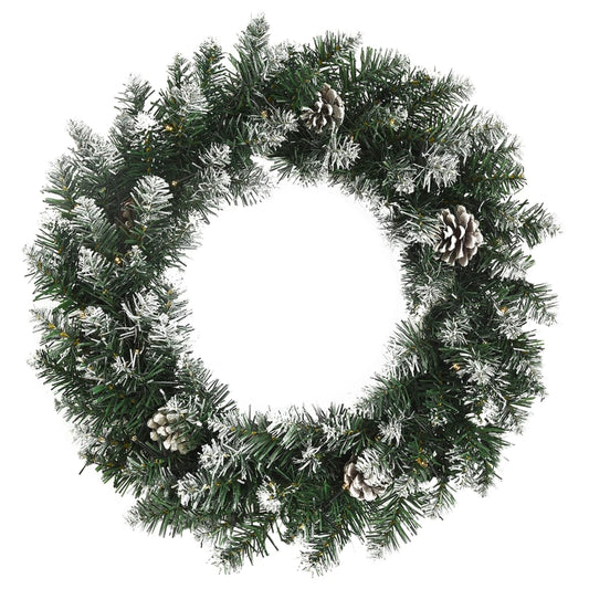 Ziemassvētku Vainags Ar Led Lampiņām, Zaļš, 60 Cm, Pvc