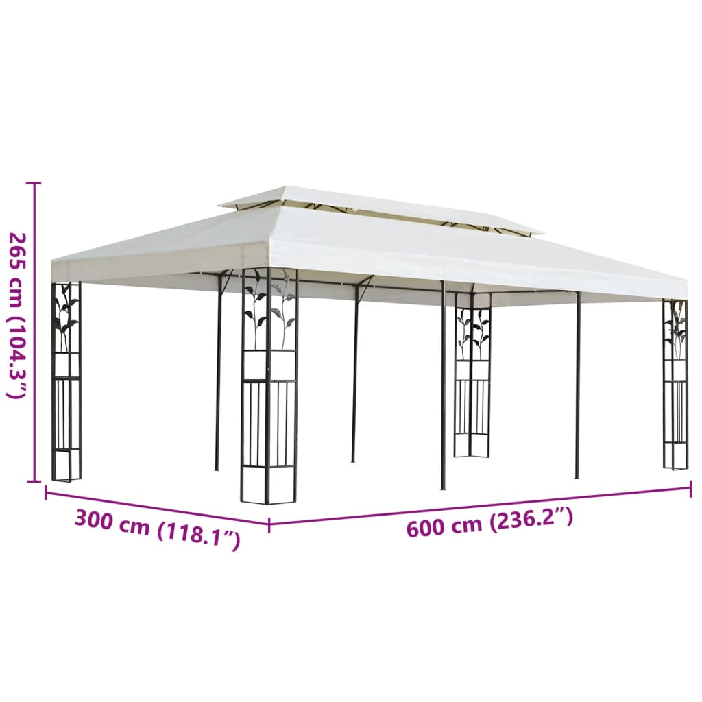 Dārza Nojume Ar Dubulto Jumtu, 6X3 M, Balta, Tērauds