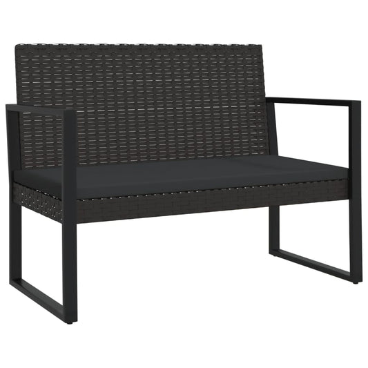 Dārza Sols Ar Matračiem, 106 Cm, Pe Rotangpalma, Melns