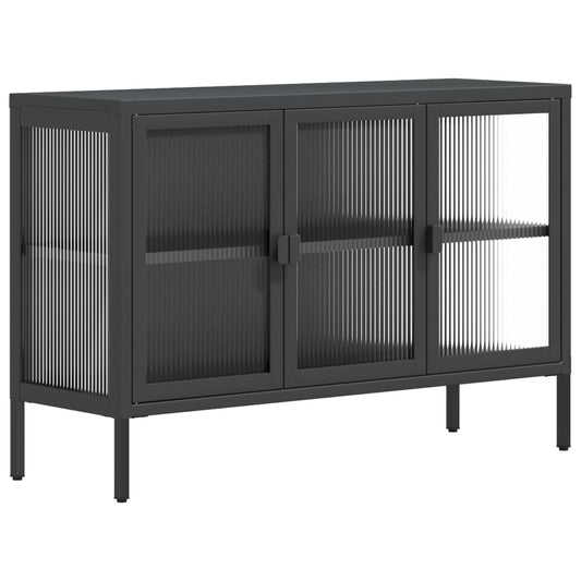 Kumode, 105X35X70 Cm, Stikls Un Tērauds, Melna