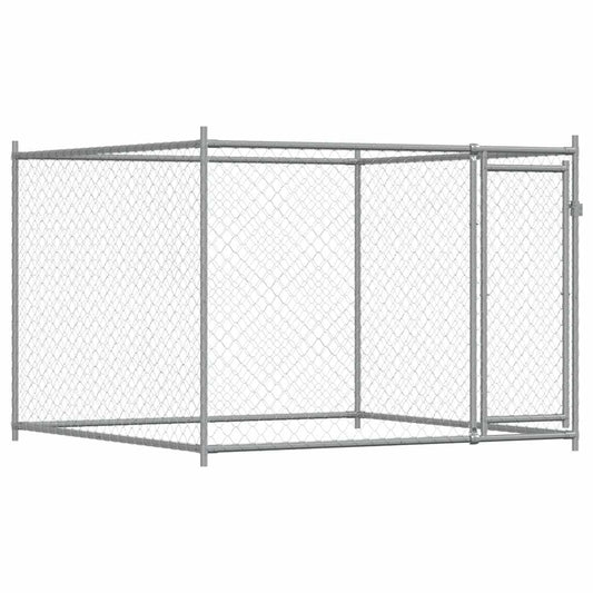 Suņu Būris Ar Durvīm, Pelēks, 2X2X1,5 M, Cinkots Tērauds