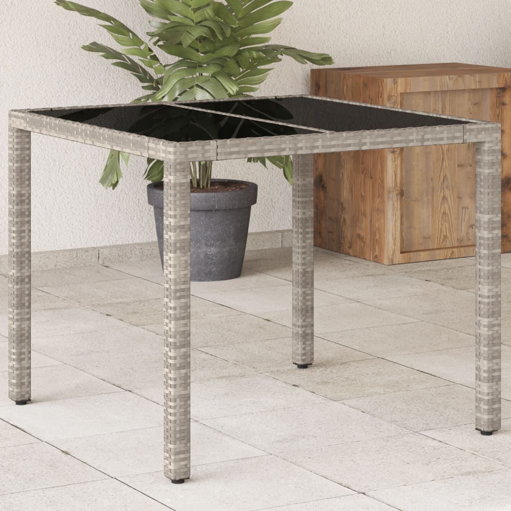 Dārza Galds Ar Stikla Virsmu, 90X90X75 Cm, Pe Rotangpalma