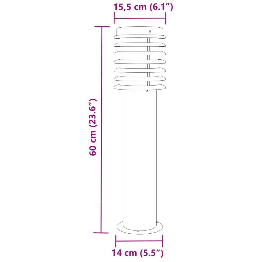 Āra Zemes Lampas, 3 Gb., Ina, 60 Cm, Nerūsējošs Tērauds Sudraba