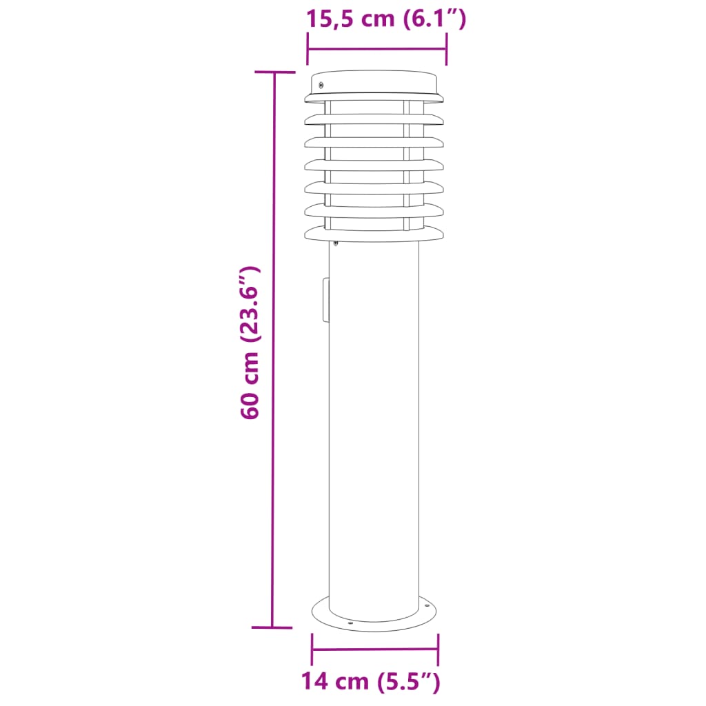 Āra Zemes Lampa , 60 Cm, Nerūsējošs Tērauds Sudraba