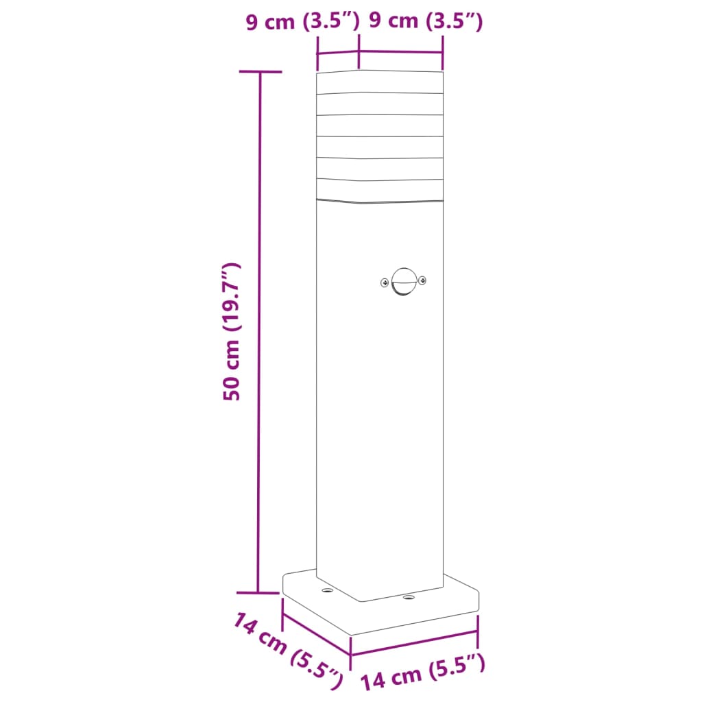 Āra Grīdas Lampa Ar Sensora, Melns, , Alumīnijs 50 Cm