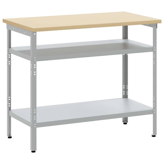 Darba Galds Ar Plauktu Pelēks Un Bēšs 100 X 55 X 85 Cm Tērauds
