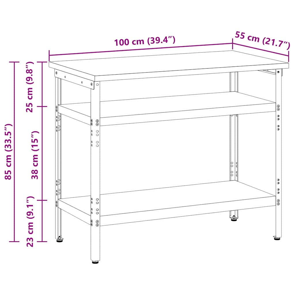 Darba Galds Ar Plauktu Pelēks Un Bēšs 100 X 55 X 85 Cm Tērauds