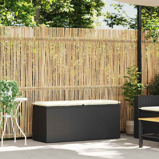 Dārza Sols Ar Spilvenu Melns 110X40X44 Cm Polirotangpalmas