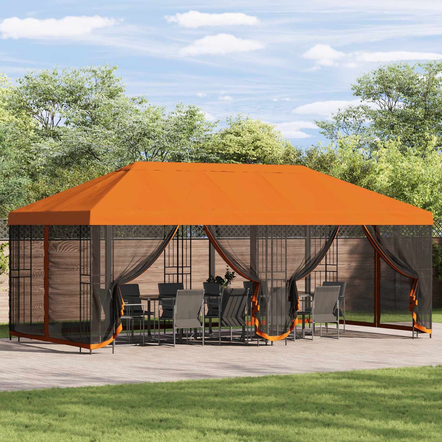 Dārza Paviljons 6 X 3 M Poliesters Un Tērauds 190 Gsm
