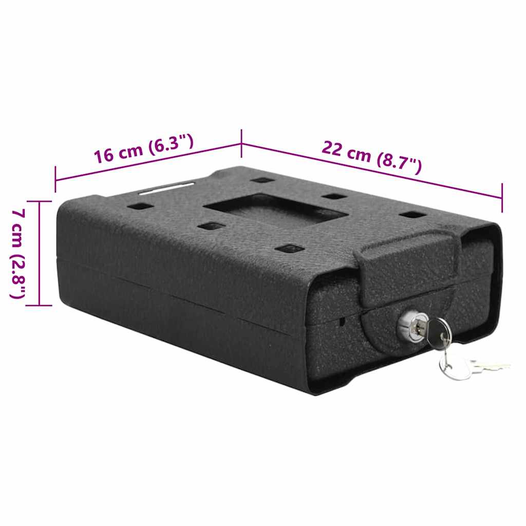 Auto Seifs Ar Slēdzeni Melna 22 X 16 X 7 Cm Tērauds