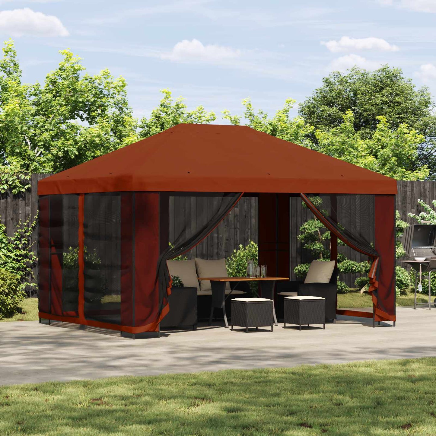Paviljons Ar Sānu Sienām 4 × 3 M Poliesters Un Tērauds