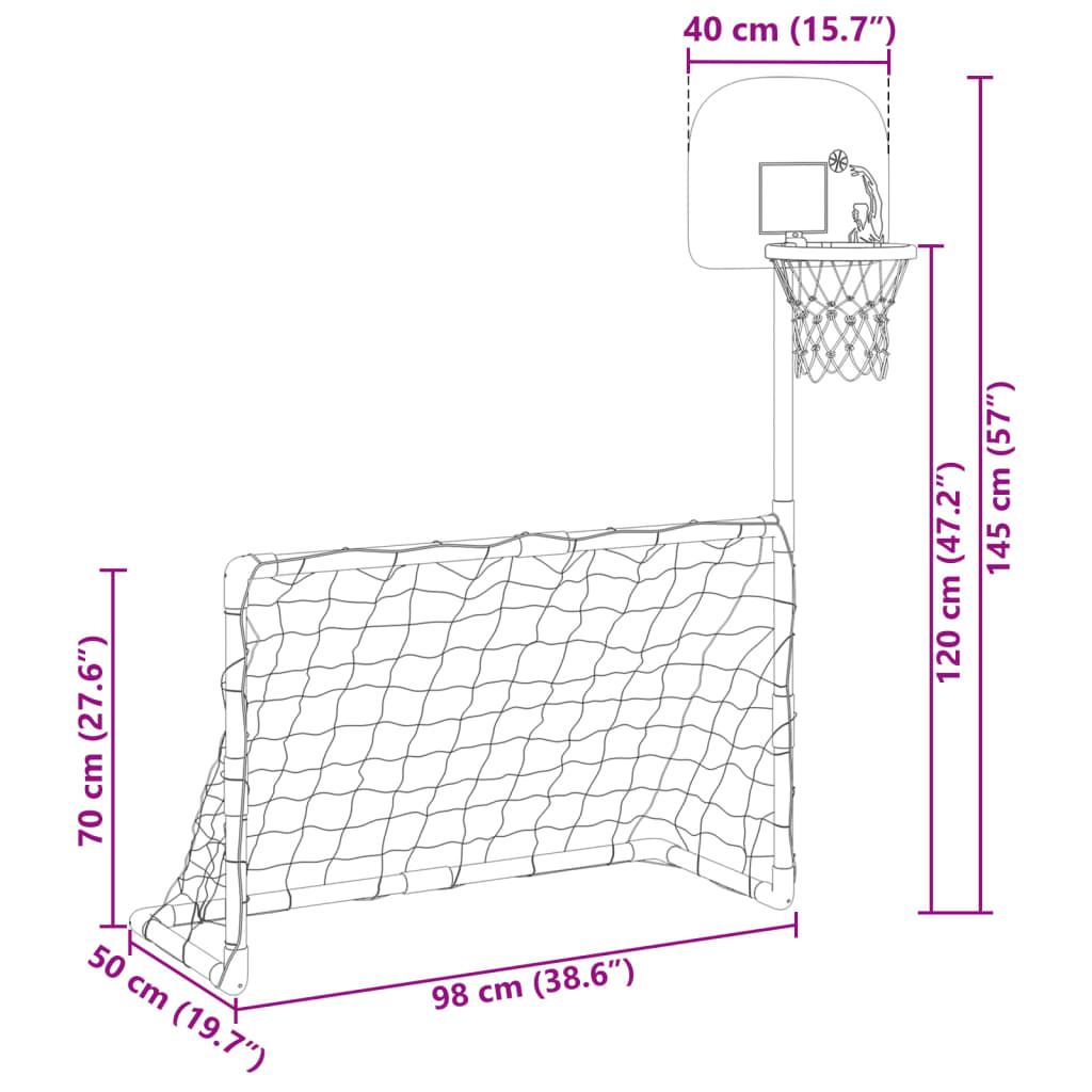 Bērnu Futbola Un Basketbola Komplekts Ar Bumbām 98X50X70 Cm - HOLDORS