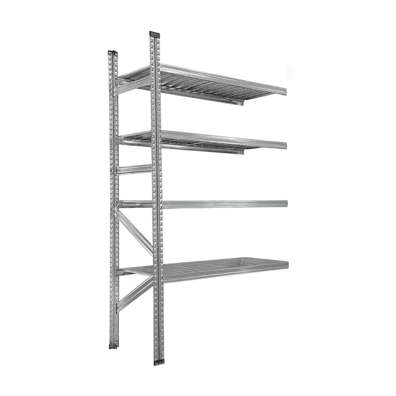 Cinkotu metāla plauktu papildsekcija, 4 plaukti, 1972x1350x600mm - HOLDORS