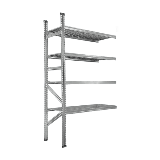 Cinkotu metāla plauktu papildsekcija, 4 plaukti, 1972x1350x600mm - HOLDORS