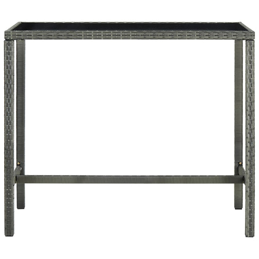 Dārza Bāra Galds, Pelēks, 130X60X110Cm, Pe Rotangpalma, Stikls - HOLDORS