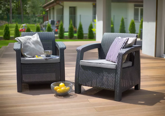 Dārza krēsli Corfu Duo Set pelēki