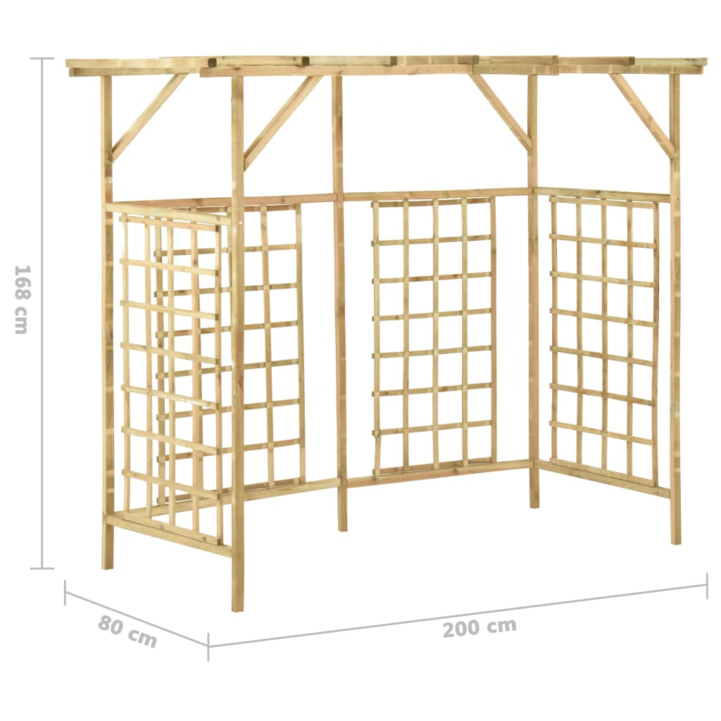 Dārza Pergola 3 Atkritumu Tvertnēm, Impregnēts Priedes Koks - HOLDORS