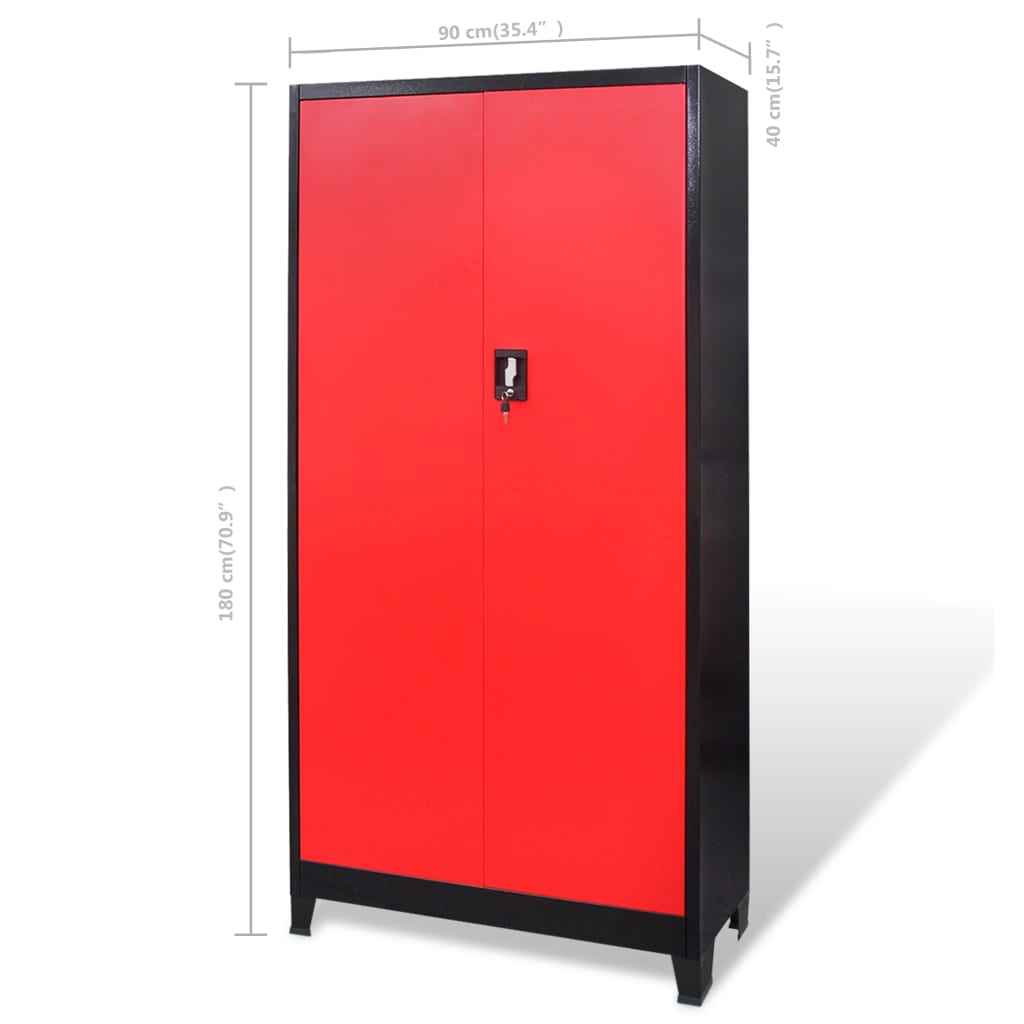 Instrumentu Skapis Ar Atvilktnēm, 90X40X180 Cm, Sarkans, Melns - HOLDORS