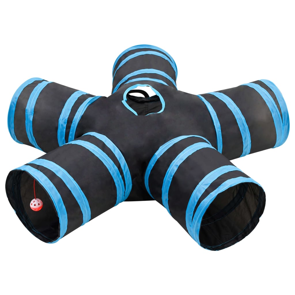 Kaķu Tunelis, 3 Ejas, Melns Un Zils, 90 Cm, Poliesters - HOLDORS