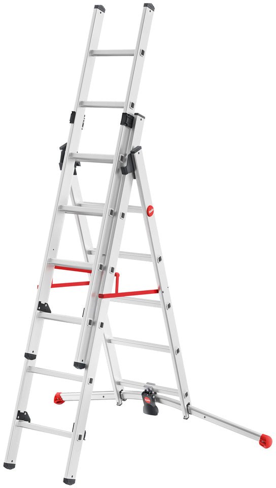 Kāpnes kombinējamās S100 Hailo ProfiLOT / alumīnija / 2x9+1x8 pakāpieni - HOLDORS