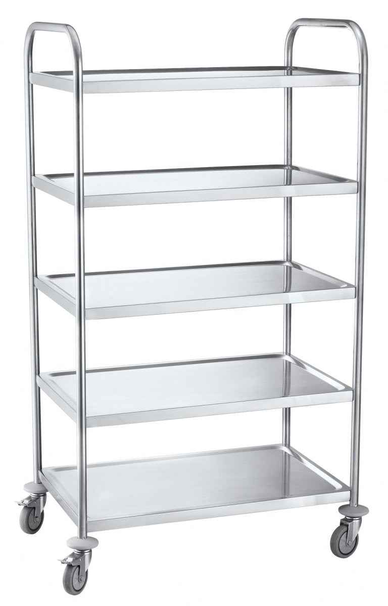 Platform trolley 5 shelf, Stainless