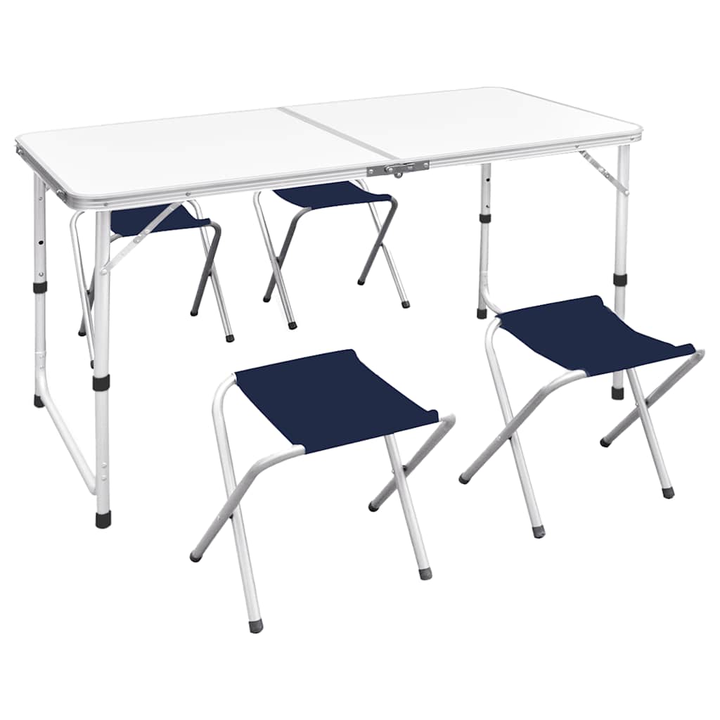Saliekams Kempinga Galds Un 6 Taburetes, Regulējams Augstums, 180X60Cm - HOLDORS