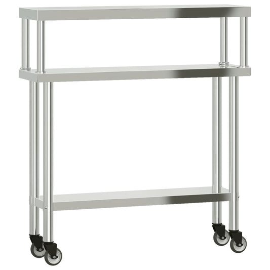 Virtuves Darba Galds Ar Plauktu, 110X30X120 Cm, Tērauds - HOLDORS