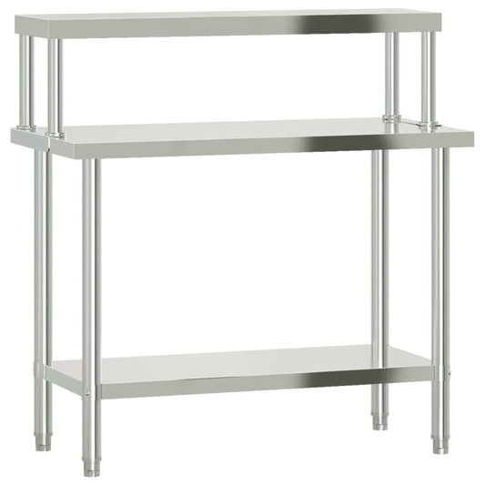 Virtuves Darba Galds Ar Plauktu, 110X55X120 Cm, Tērauds - HOLDORS