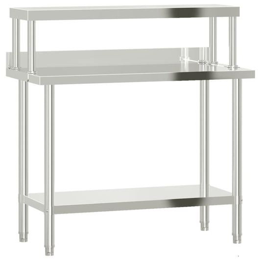 Virtuves Darba Galds Ar Plauktu, 110X55X120 Cm, Tērauds - HOLDORS