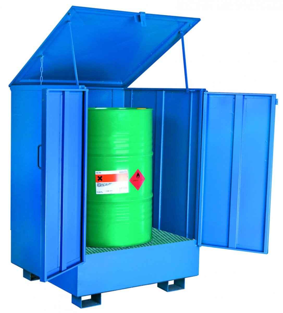 1 drum, standing, enclosed