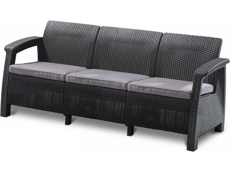 Dārza dīvāns trīsvietīgs Corfu Love Seat Max pelēks