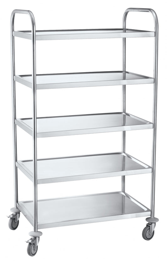 Платформенная тележка, 5 полок, нержавеющая сталь
