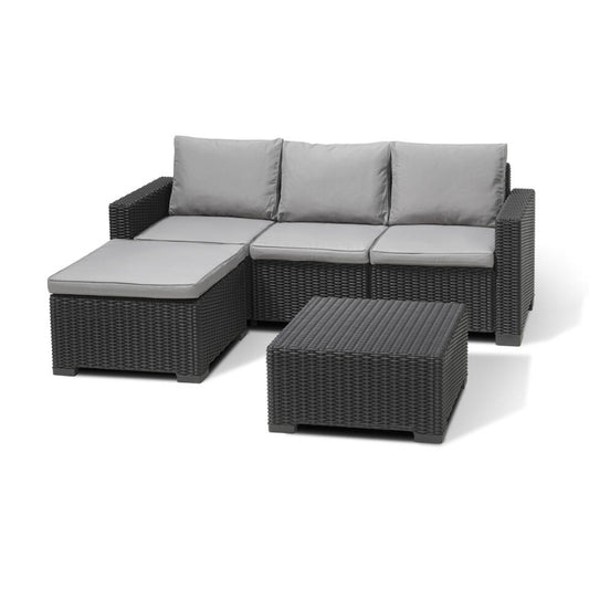 Dārza stūra dīvāns un galdiņš California Chaise Loungue pelēks