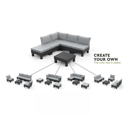 Dārza dīvāns trīsvietīgs Elements 3 Seater pelēks/gaiši pelēks